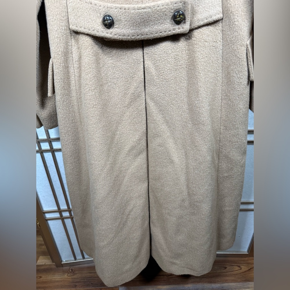 Vintage Lord & Taylor Wool Camel Double-Breasted Trench Coat Women’s Large RARE - Picture 10 of 12